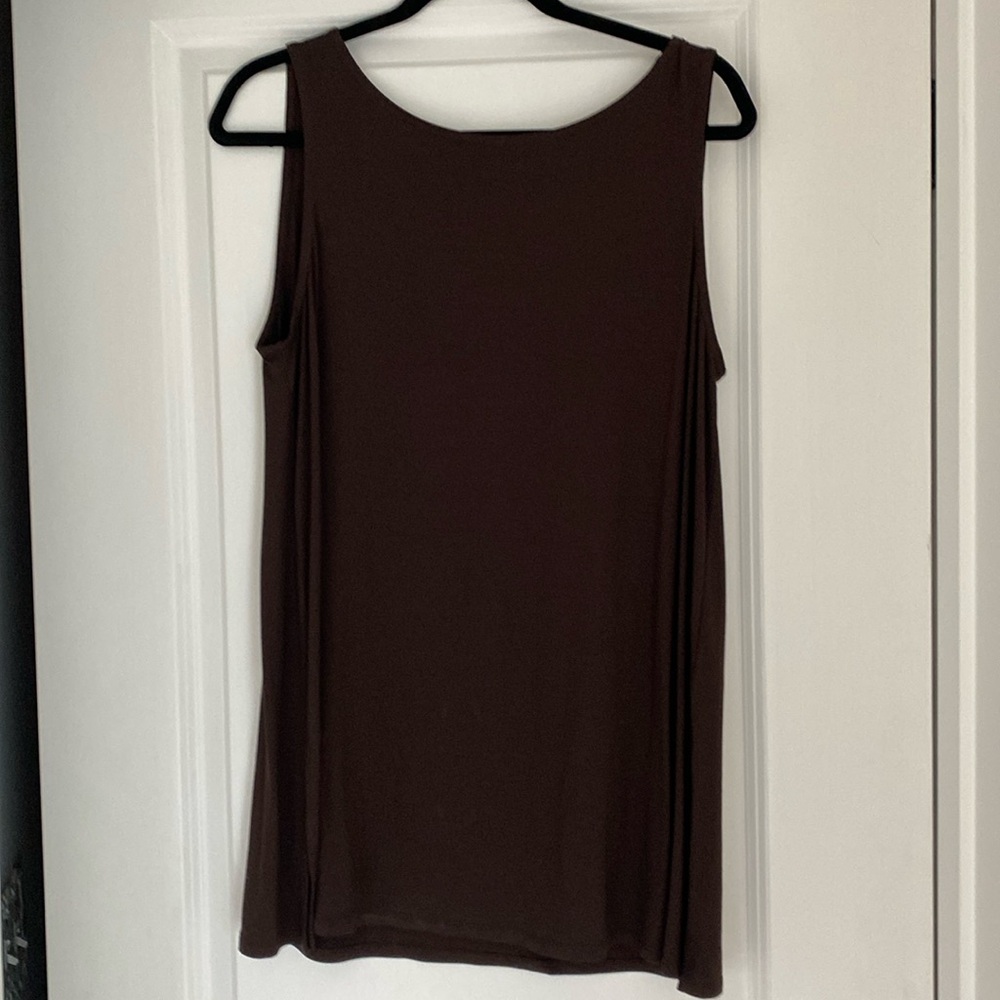 New Eileen Fisher Ballet Neck Long Clove Brown Tank Medium NWT